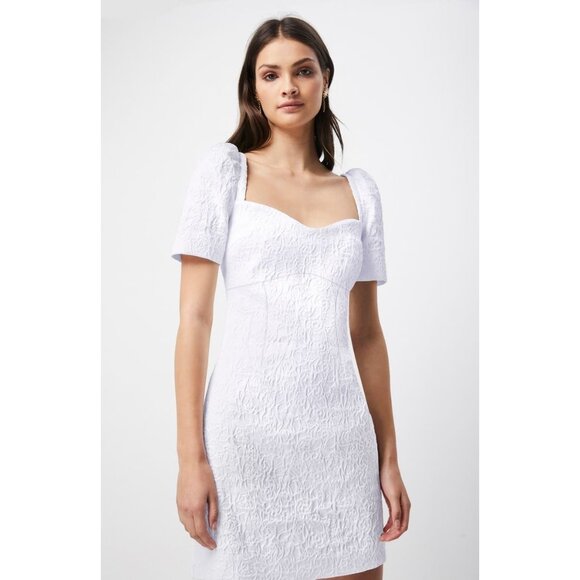 🆕ELLIATT Feminise Mini Dress Textured Puff Sleeve White Small 4 - Picture 5 of 13